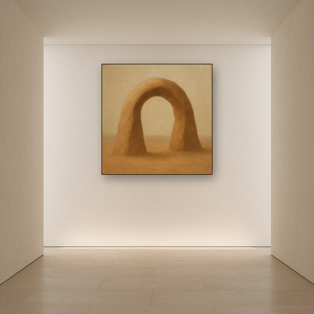 Warm Beige Travertine Arch No. 1 - Modern Fine Art Oil Painting - View 5