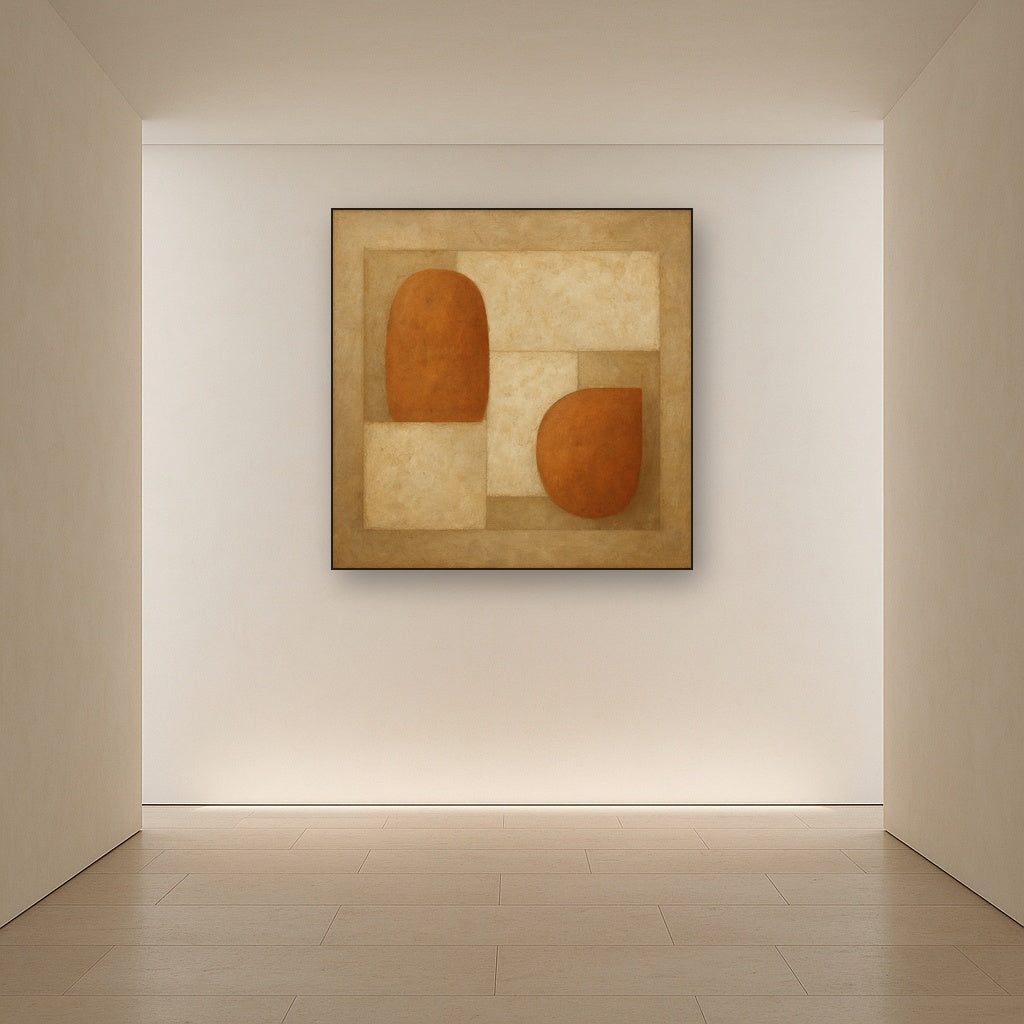 Earthy Terracotta & Weathered Plaster Wash No. 10 Oil Painting - View 5