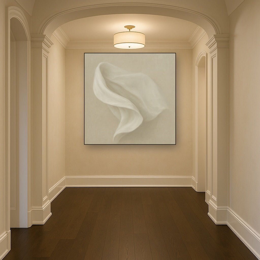 Alabaster Linen Texture Fold No. 4 - Modern Fine Art Oil Painting - View 5