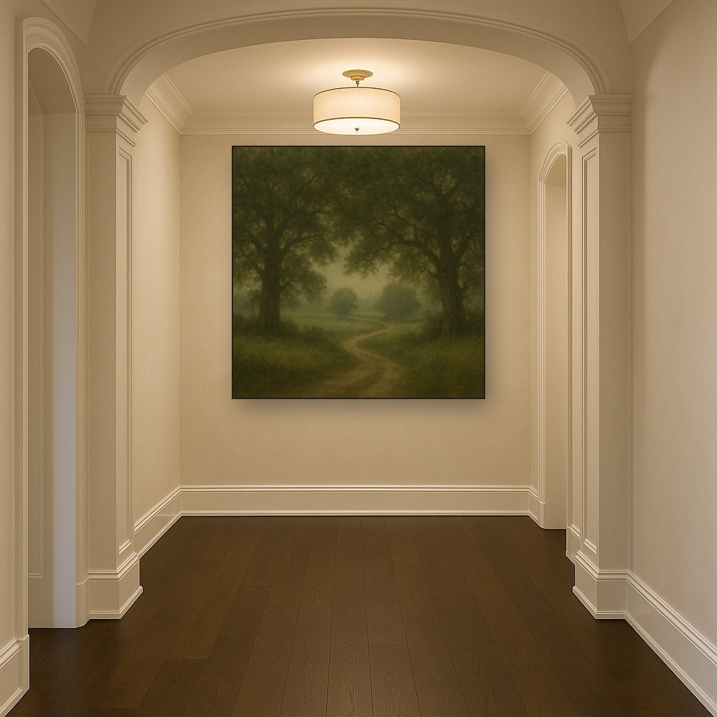 Misty English Countryside Lane No. 7 Oil Painting - View 5