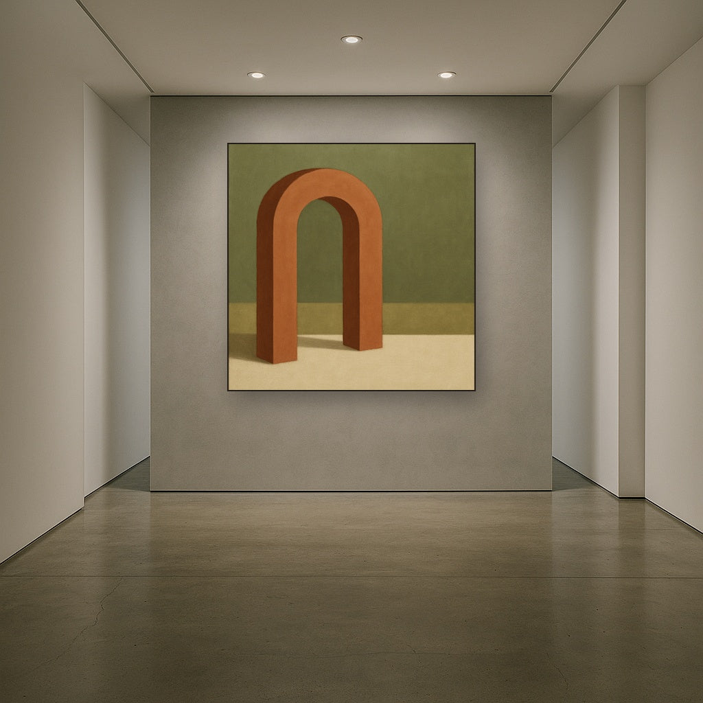 Terracotta Clay & Cream Arch No. 4 - Modern Fine Art Oil Painting - View 5