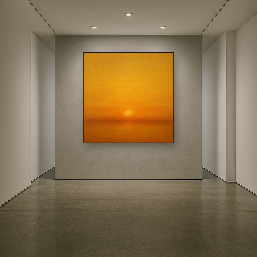 Warm Amber & Raw Sienna Sunset Meditation No. 19 Oil Painting - View 5