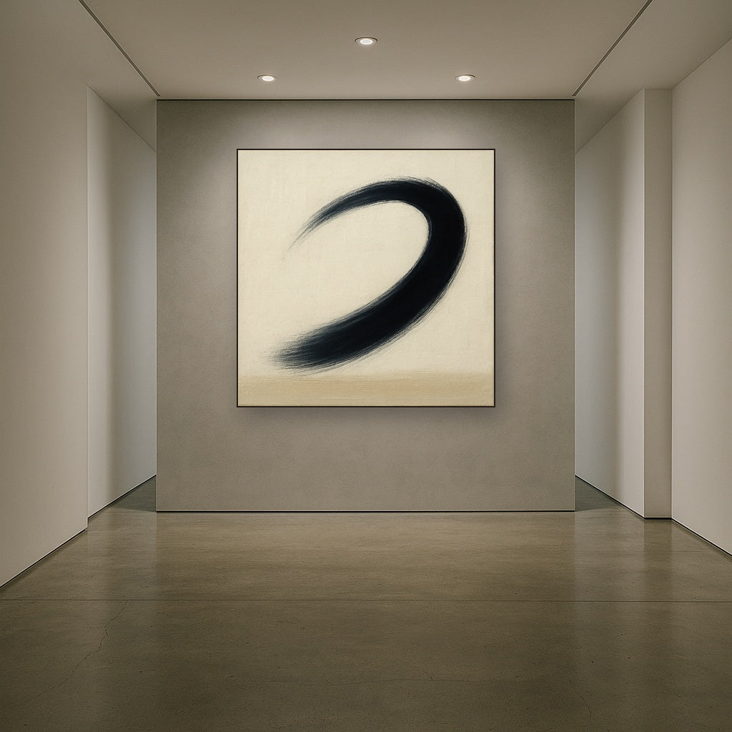 Monochrome Brushstroke Void No. 5 - Modern Fine Art Oil Painting - View 5