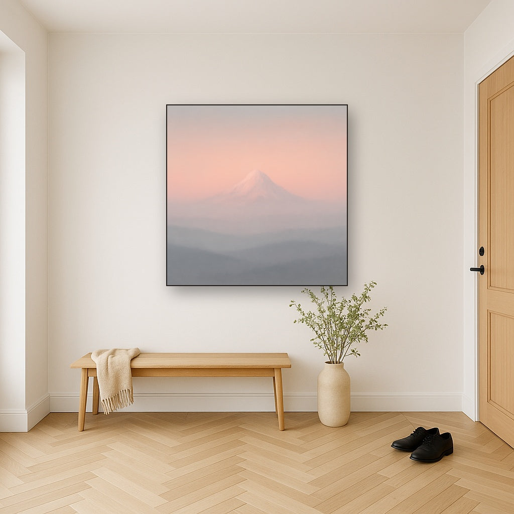 Pale Alpenglow over Distant Glacial Peak Oil Painting - View 5