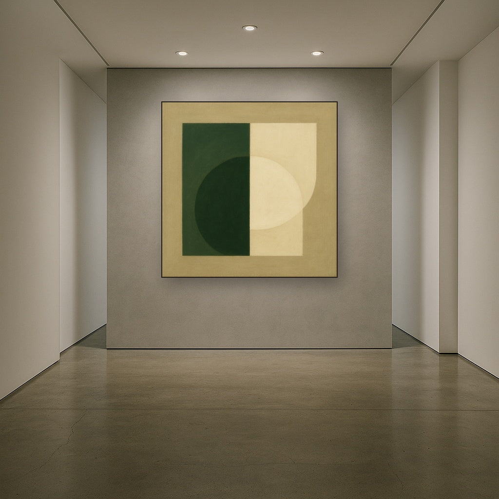 Forest Emerald & Chalk Interlock No. 6 - Modern Fine Art Oil Painting - View 5