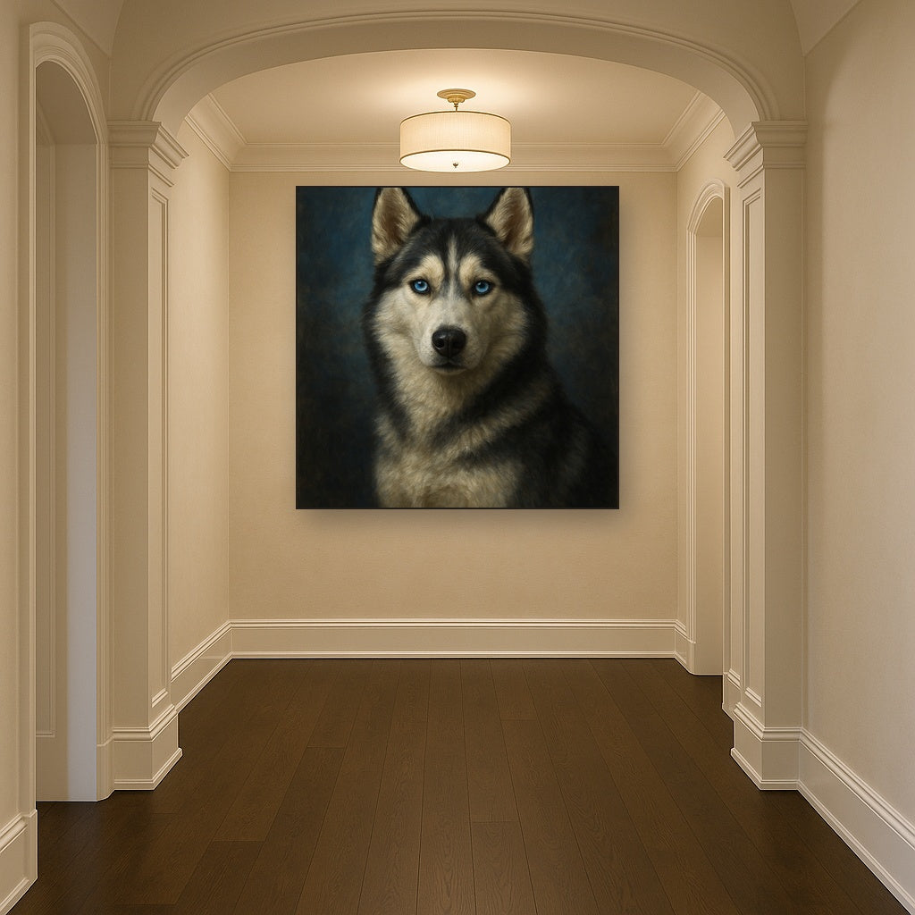 Siberian Husky with Luminous Ice Blue Eyes No. 8 Fine Art Oil Painting - View 5