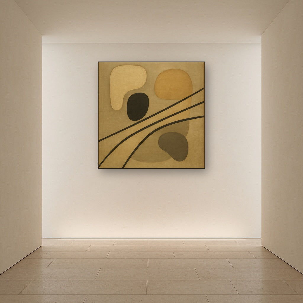 Organic Pebble Contours & Slanted Lines No. 17 Oil Painting - View 5