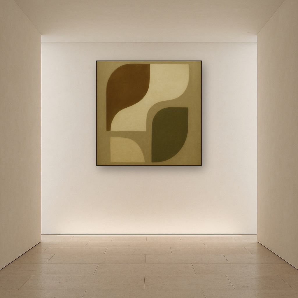 Minimalist Asymmetrical Balance in Raw Umber No. 9 Oil Painting - View 5