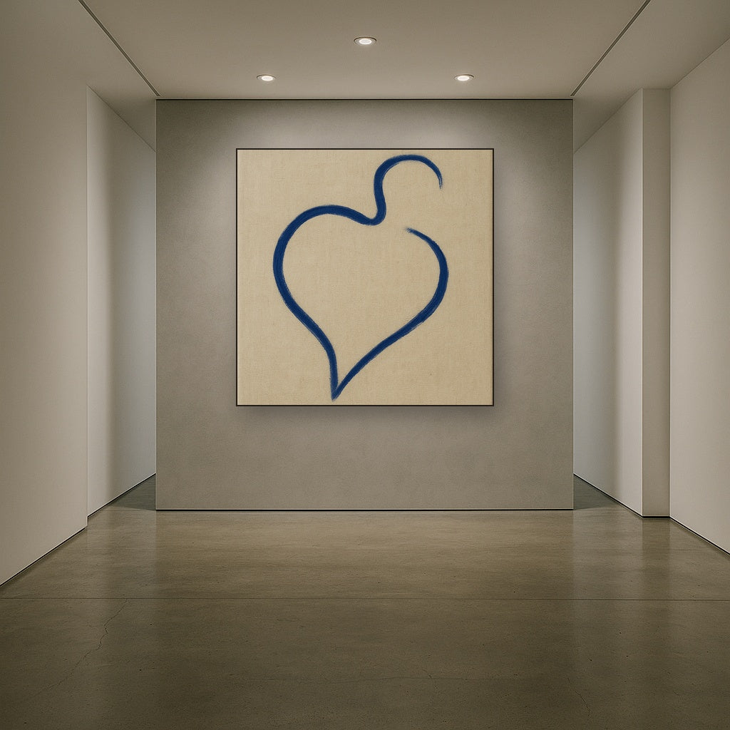Cobalt Blue & Pale Oat Contour No. 8 - Modern Fine Art Oil Painting - View 5