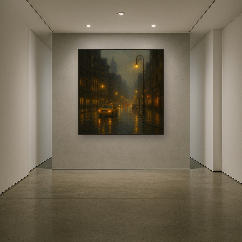 Rain-Drenched Manhattan Avenue Lights No. 11 Oil Painting - View 5
