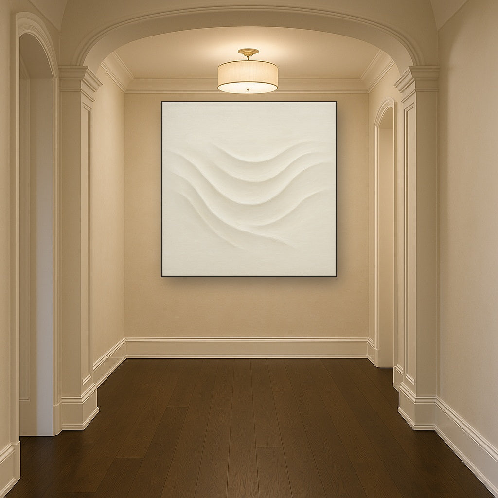 Monochrome Wave Relief No. 2 - Modern Fine Art Oil Painting - View 5