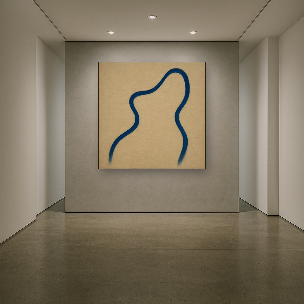 Cobalt Blue & Pale Oat Contour No. 8 - Modern Fine Art Oil Painting - View 5