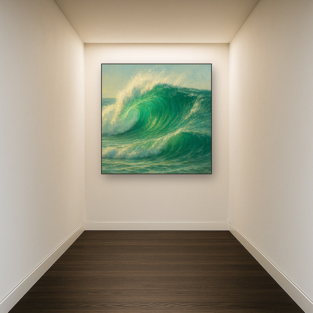 Emerald Breaker Wave in Crystalline Light No. 6 Fine Art Oil Painting - View 5