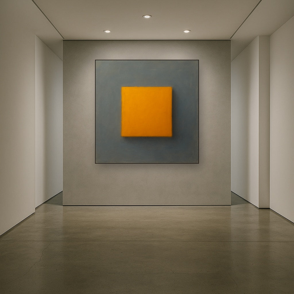 Cadmium Amber & Slate Grey Block No. 10 - Modern Fine Art Oil Painting - View 5