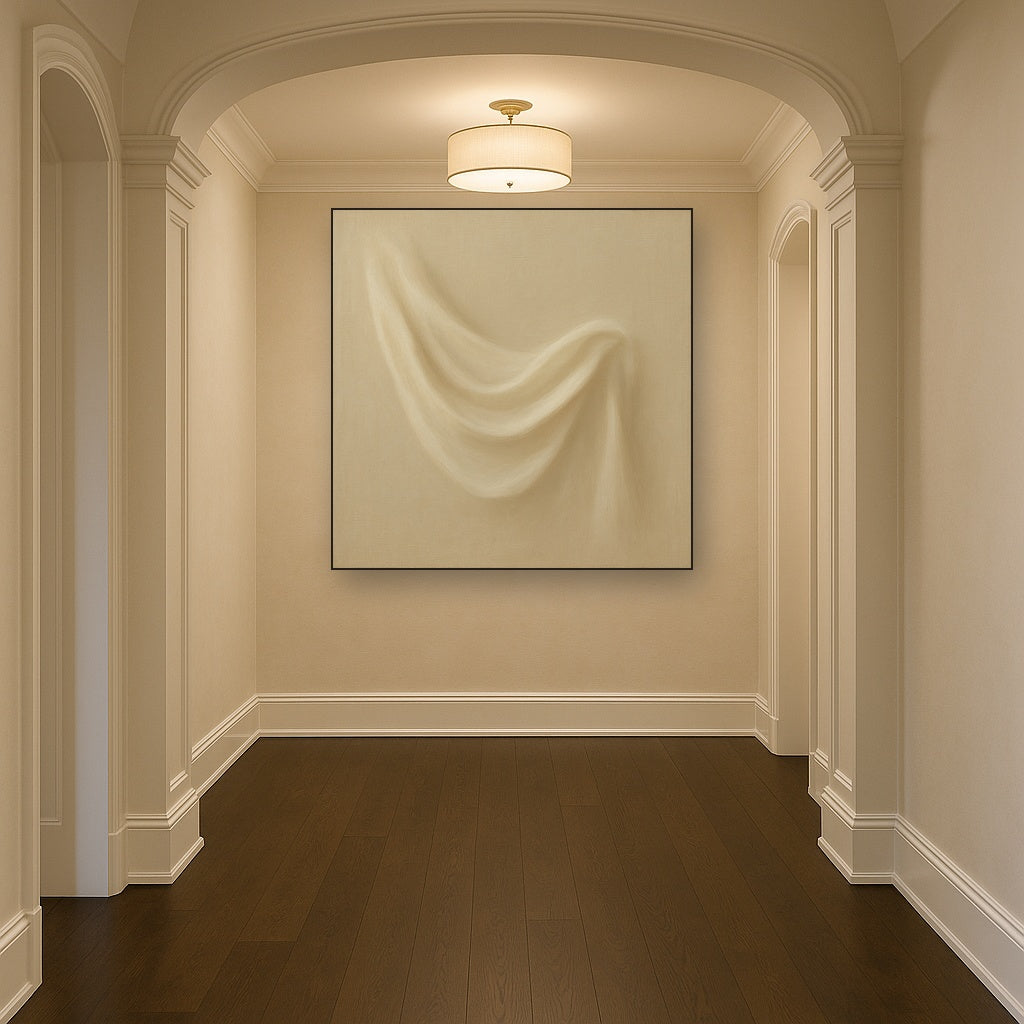 Alabaster Linen Texture Fold No. 4 - Modern Fine Art Oil Painting - View 5