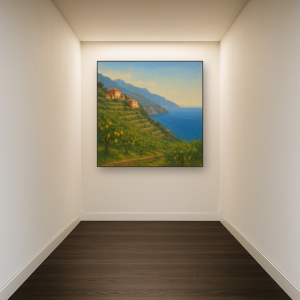Italian Amalfi Coastline Terraces & Lemon Grove No. 19 Oil Painting - View 5