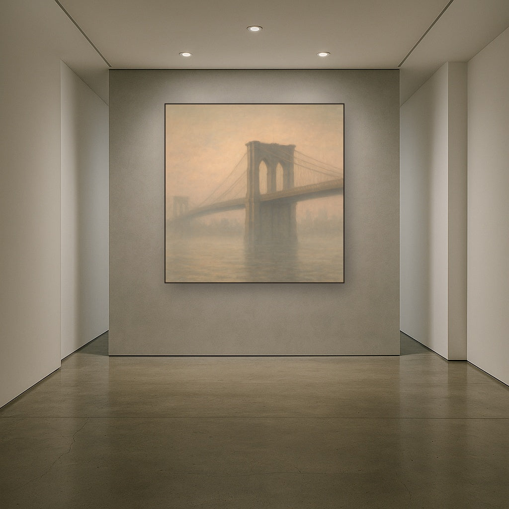 Brooklyn Bridge in Morning River Mist No. 2 Oil Painting - View 5