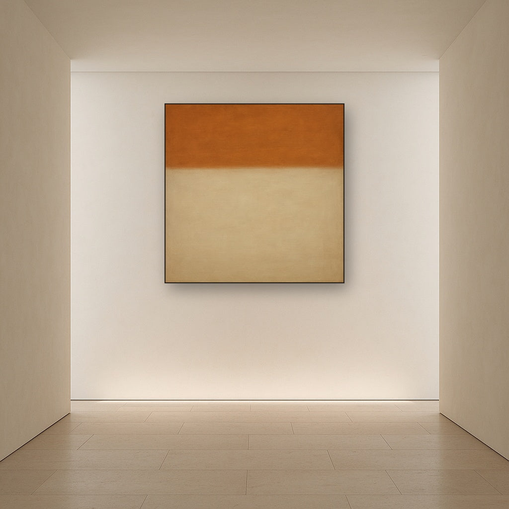Terracotta & Greige Earth Bands No. 6 - Modern Fine Art Oil Painting - View 5