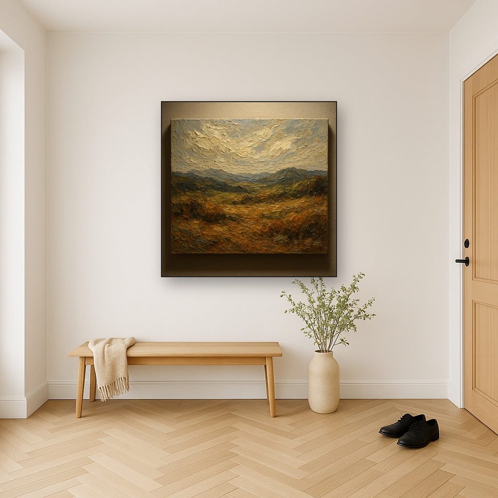 Mother & Child Silhouette Figurative Oil Painting - Styled in Entryway Hallway
