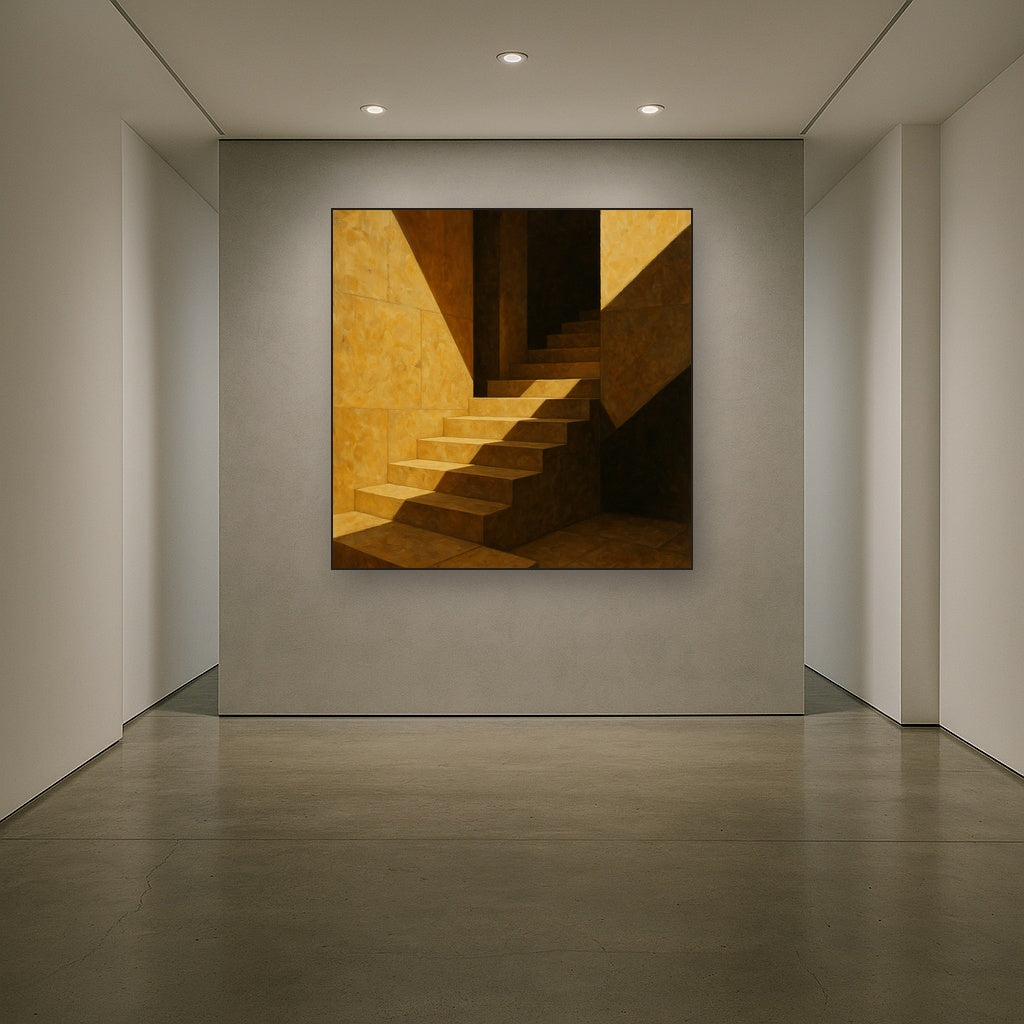 Modernist Staircase Study Geometric Oil Painting - View 5