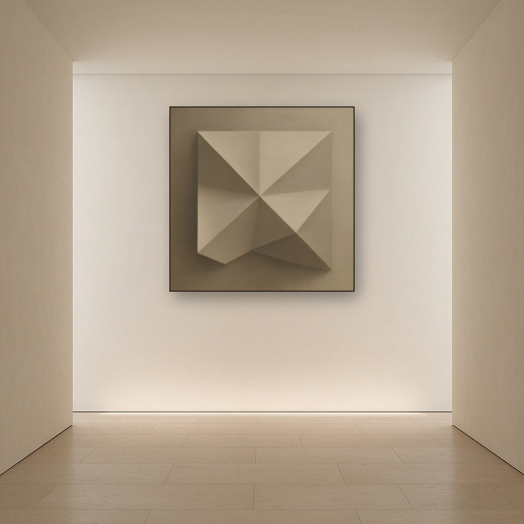 Folded Paper Geometry in Neutral Gradient Shadows No. 3 Oil Painting - View 5