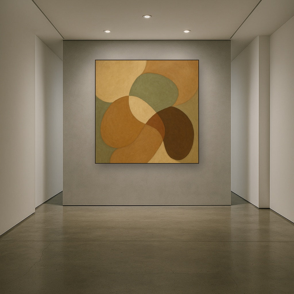 Organic Curved Shapes in Neutral Earth Pigments Fine Art Oil Painting - View 5