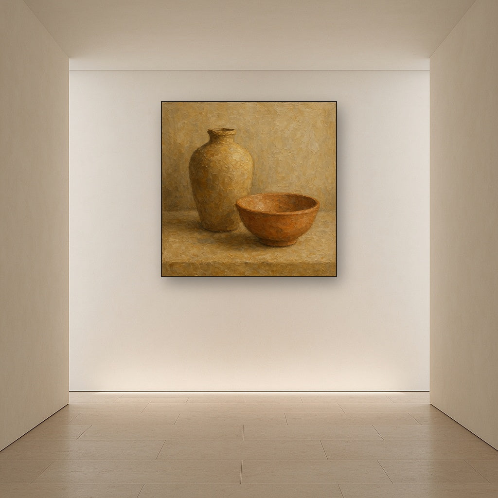 Wabi-Sabi Ceramic Silhouette Oil Painting - View 5