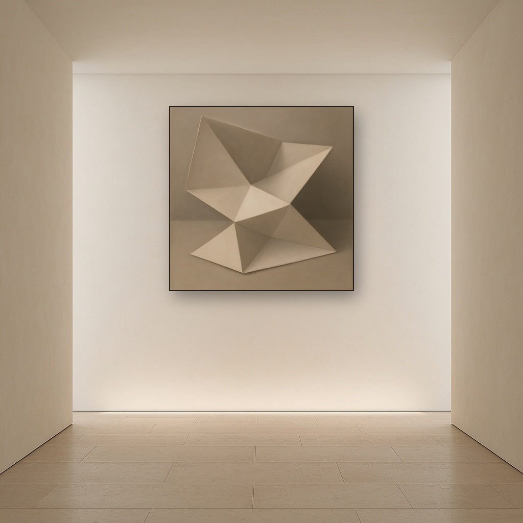 Folded Paper Geometry in Neutral Gradient Shadows No. 16 Oil Painting - View 5