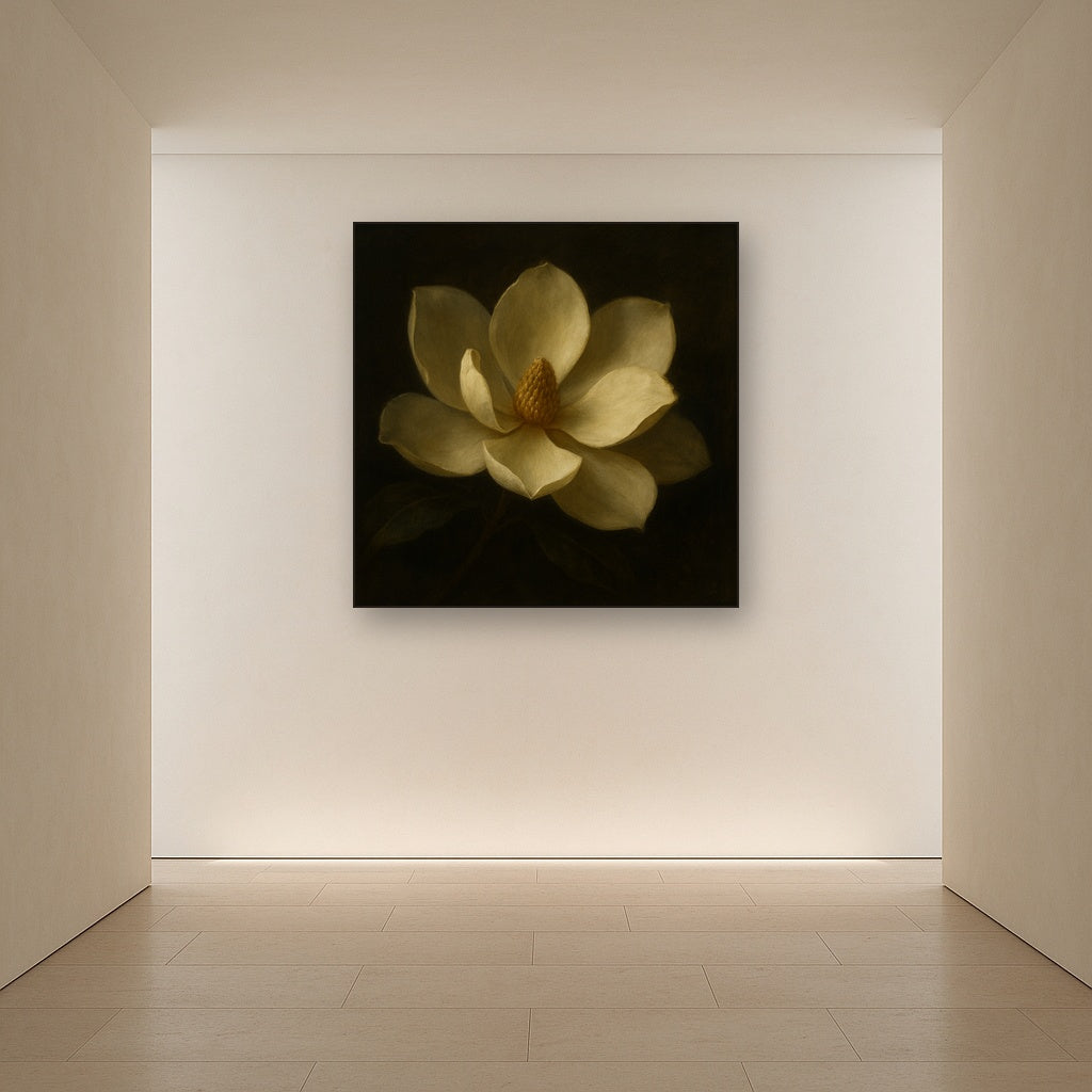 Magnolia Blossom in Quiet Chiaroscuro No. 8 Fine Art Oil Painting - View 5