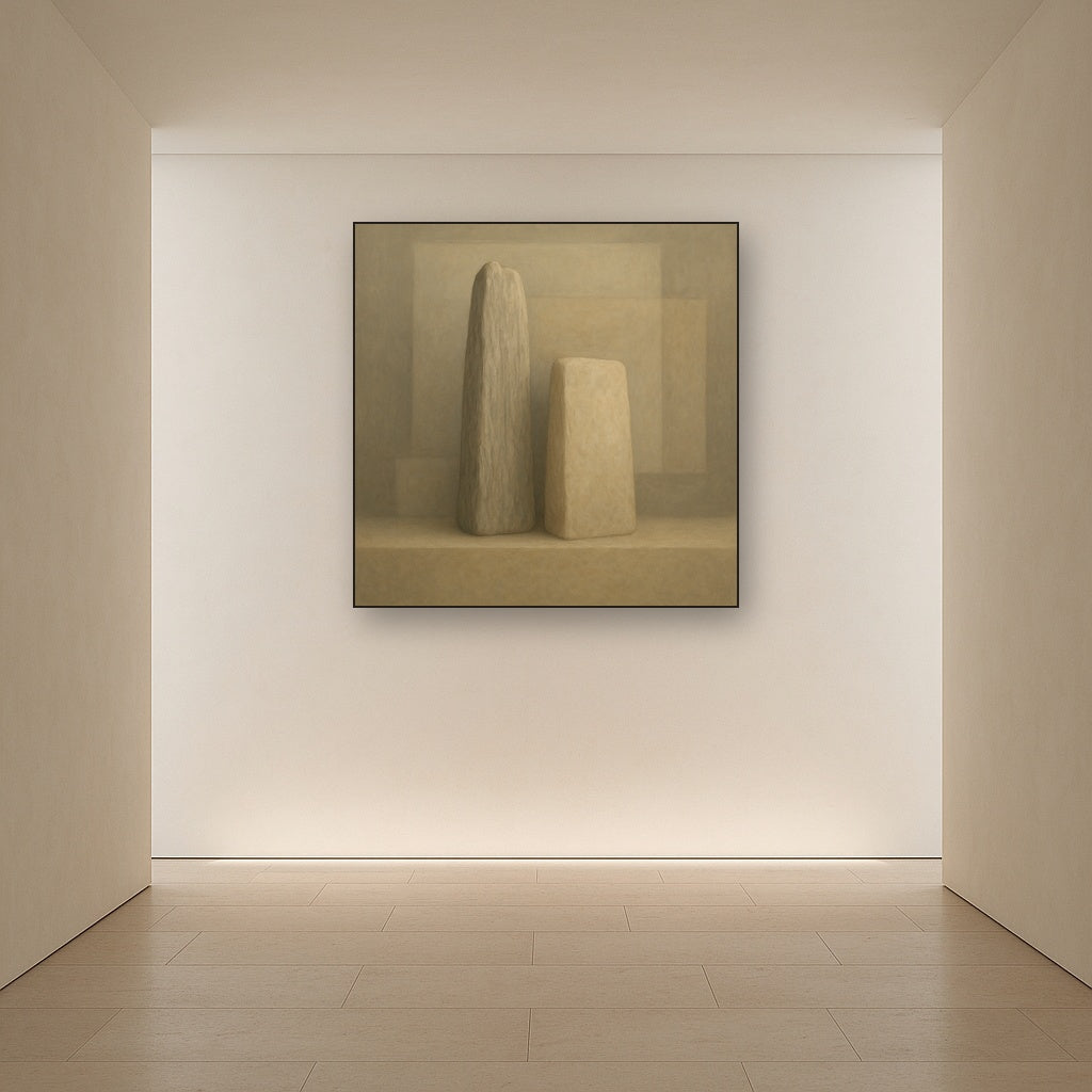 Driftwood Grey & Weathered Stone Monolith No. 2 Oil Painting - View 5