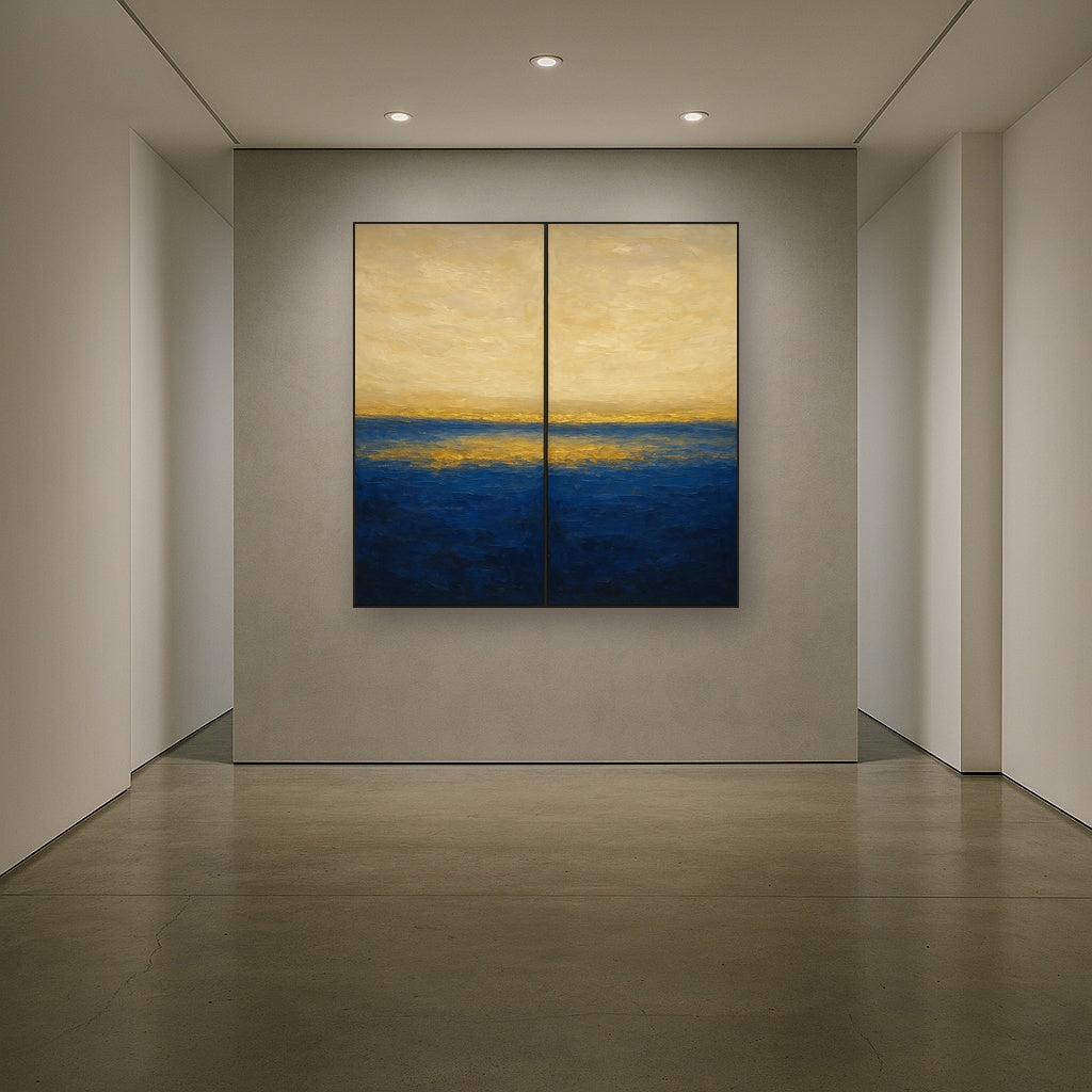 Elysian Horizon Diptych Pairing No. 3 Oil Painting - Styled in Entryway Hallway