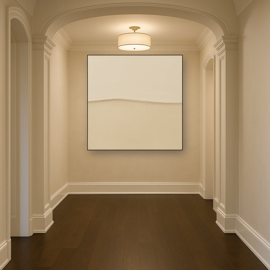 Minimalist White Horizon Band No. 7 - Modern Fine Art Oil Painting - View 5