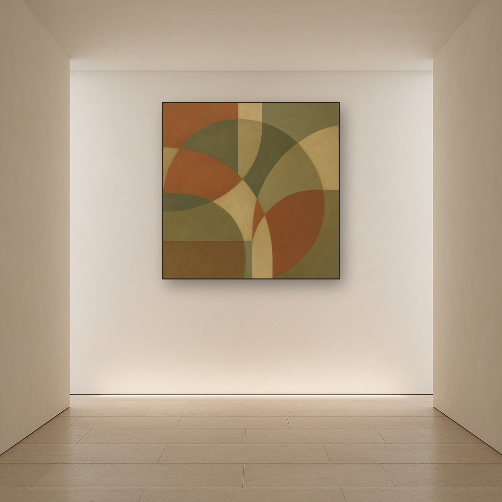 Intersecting Curved Forms in Olive & Rust No. 18 Oil Painting - View 5