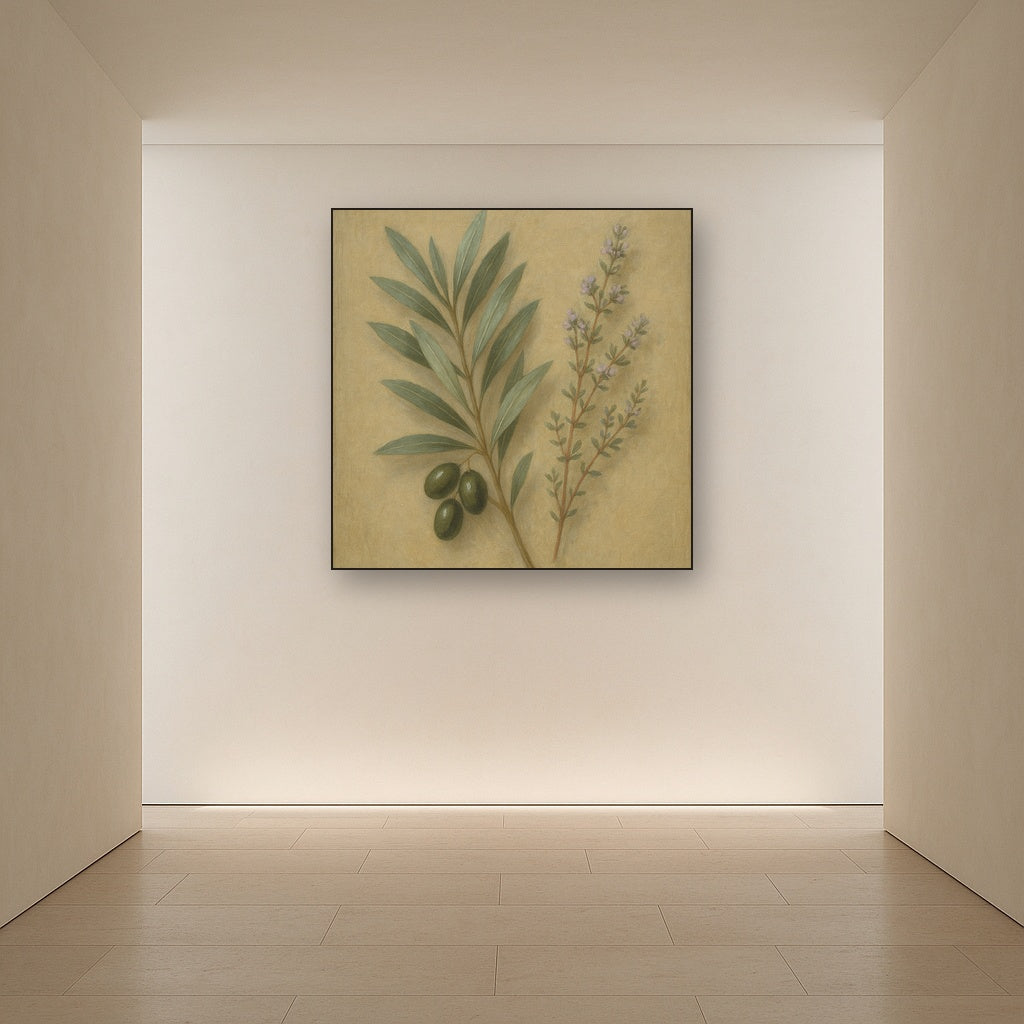 Olive Branches & Wild Thyme Botanical Study No. 7 Fine Art Oil Painting - View 5