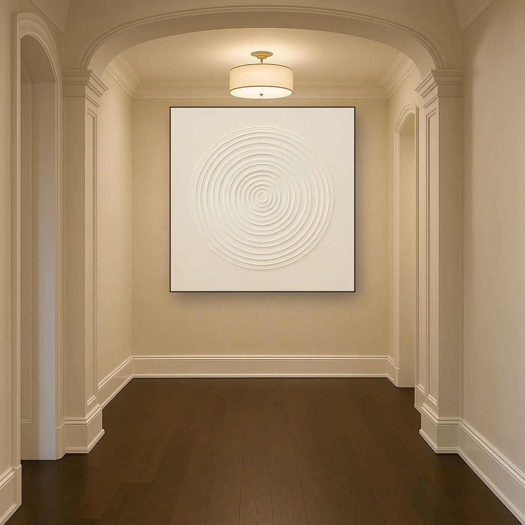 Concentric Zen Circles in Ivory No. 8 - Modern Fine Art Oil Painting - View 5