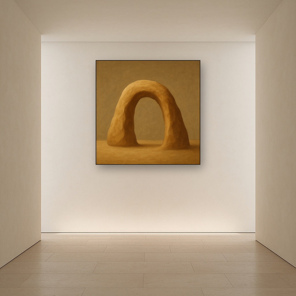 Warm Beige Travertine Arch No. 1 - Modern Fine Art Oil Painting - View 5