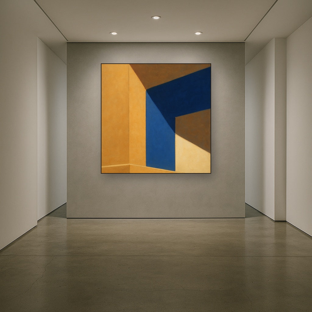 Sun & Shadow Architectural Facade Geometry No. 7 Fine Art Oil Painting - View 5