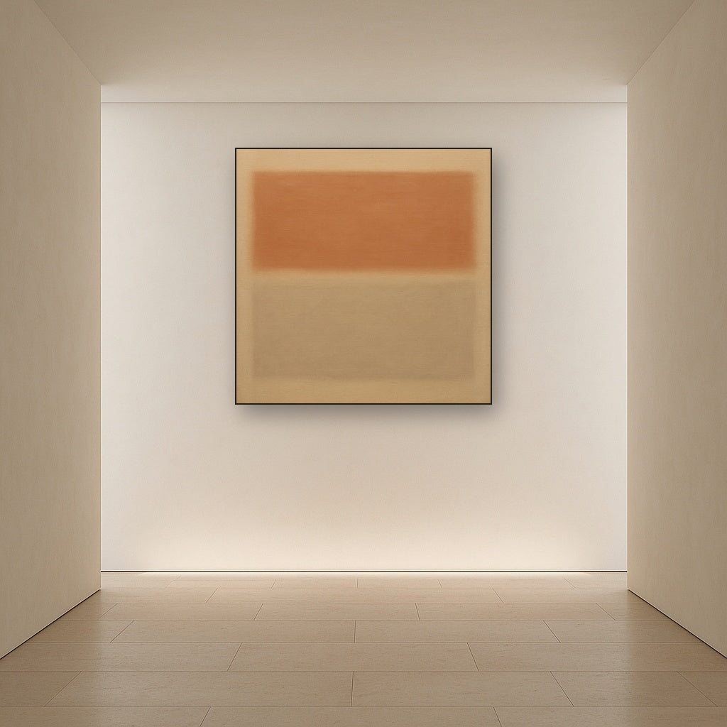 Terracotta & Greige Earth Bands No. 6 - Modern Fine Art Oil Painting - View 5