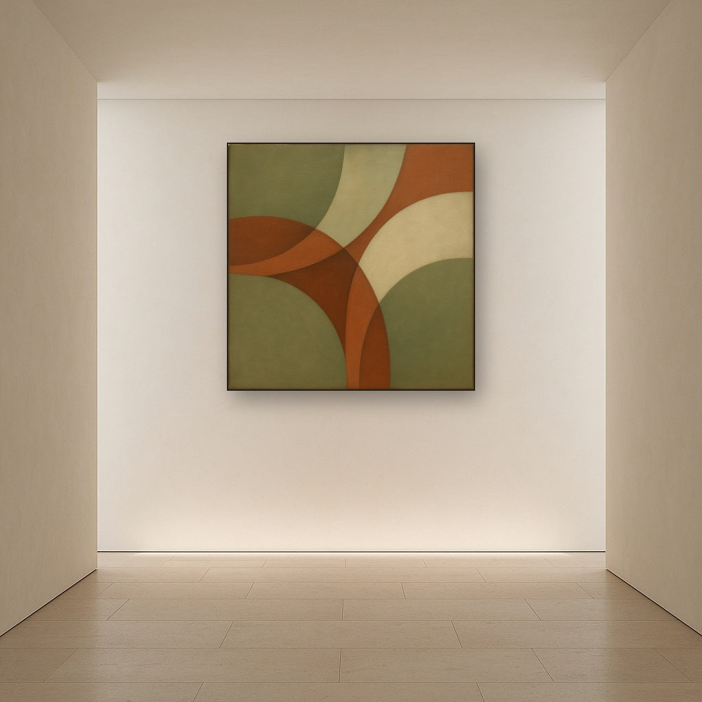 Intersecting Curved Forms in Olive & Rust No. 21 Oil Painting - View 5