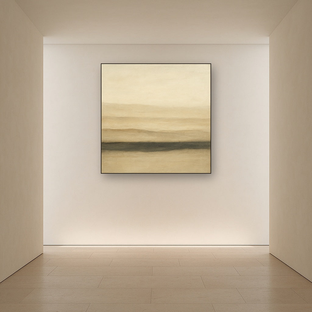 Raw Limestone Horizon & Washed Linen No. 9 Oil Painting - View 5