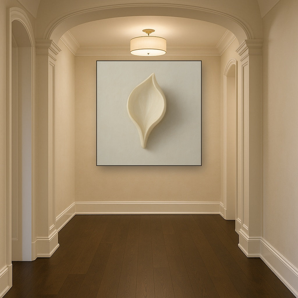 Sculpted Ivory Floral Contour No. 1 - Modern Fine Art Oil Painting - View 5