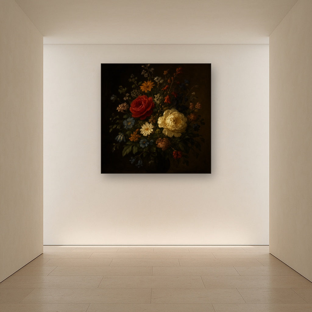Moody Dutch Master Dark Floral Still Life No. 2 Fine Art Oil Painting - View 5