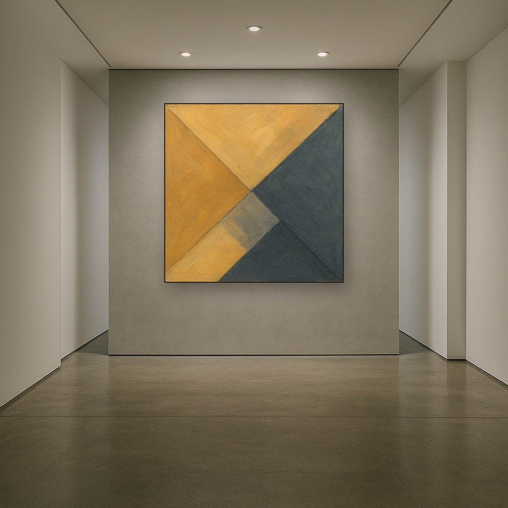 Intersecting Shadows & Stone Geometric Oil Painting - View 5