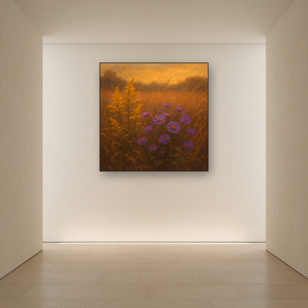 Goldenrod & Autumn Asters in Rustic Meadow No. 12 Fine Art Oil Painting - View 5