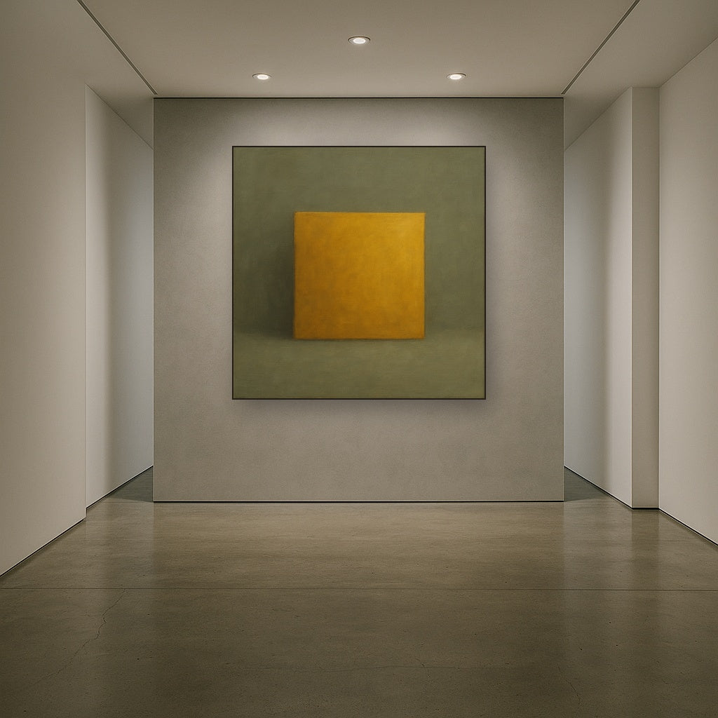 Cadmium Amber & Slate Grey Block No. 10 - Modern Fine Art Oil Painting - View 5