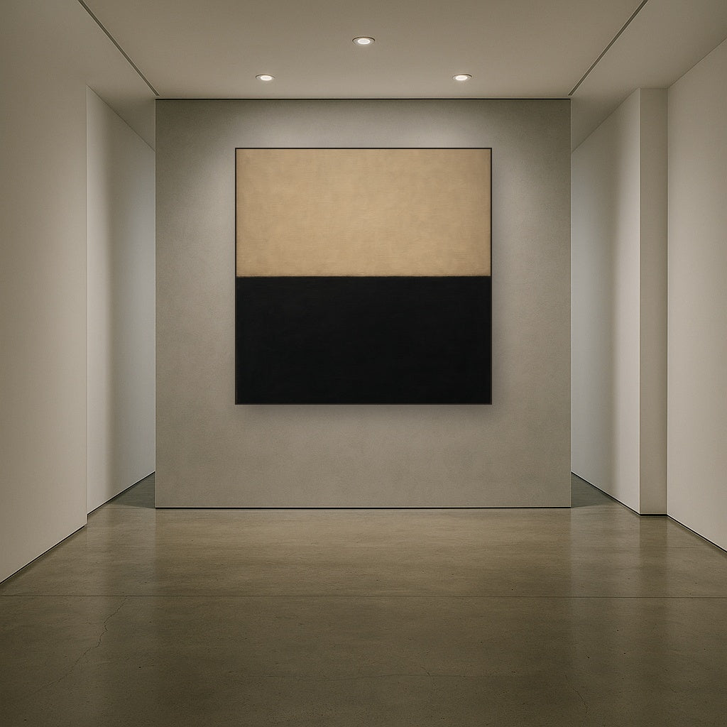 Onyx & Warm Biscuit Horizon No. 9 - Modern Fine Art Oil Painting - View 5