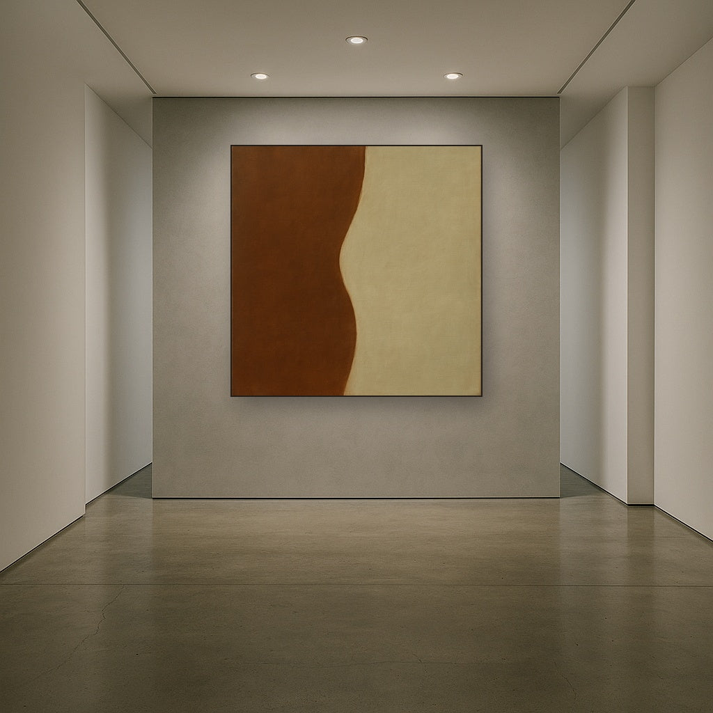 Burnt Umber & Greige Duet No. 7 - Modern Fine Art Oil Painting - View 5