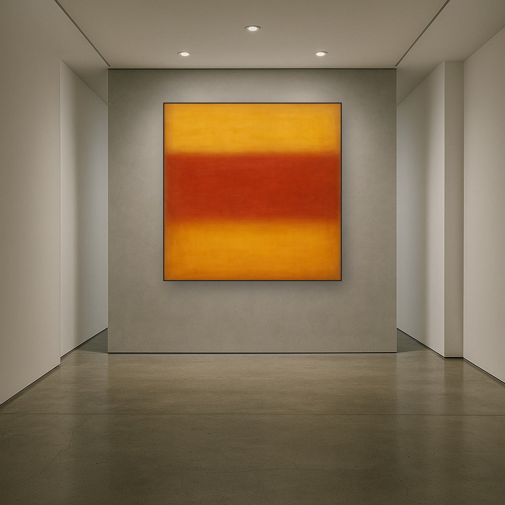Luminous Ochre & Terracotta Horizon Color Field No. 11 Oil Painting - View 5