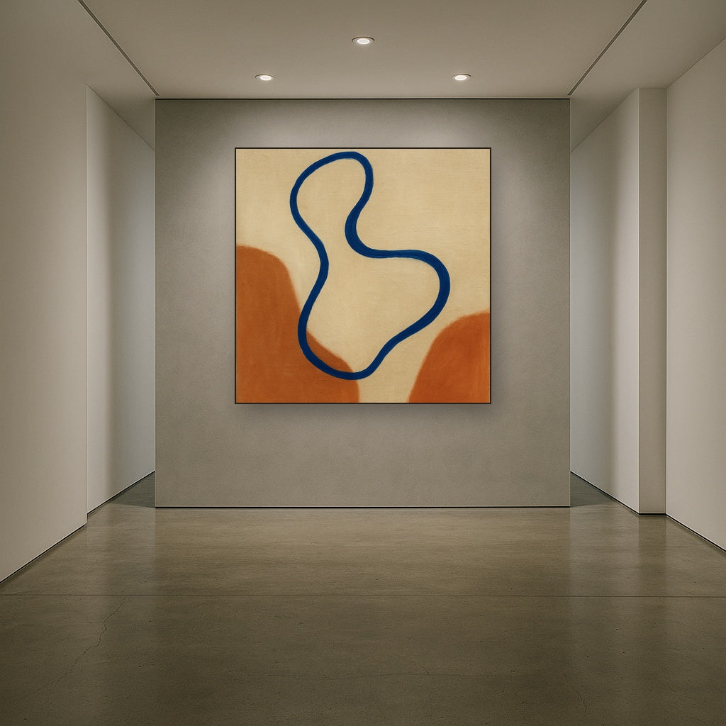 Cobalt Blue & Pale Oat Contour No. 8 - Modern Fine Art Oil Painting - View 5