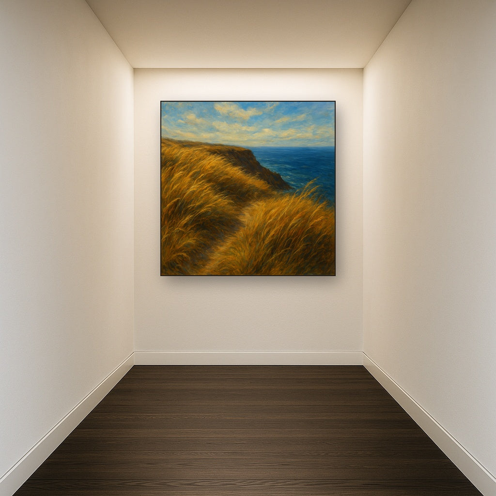 Wild Coastal Grasses on Windswept Bluff No. 3 Fine Art Oil Painting - View 5